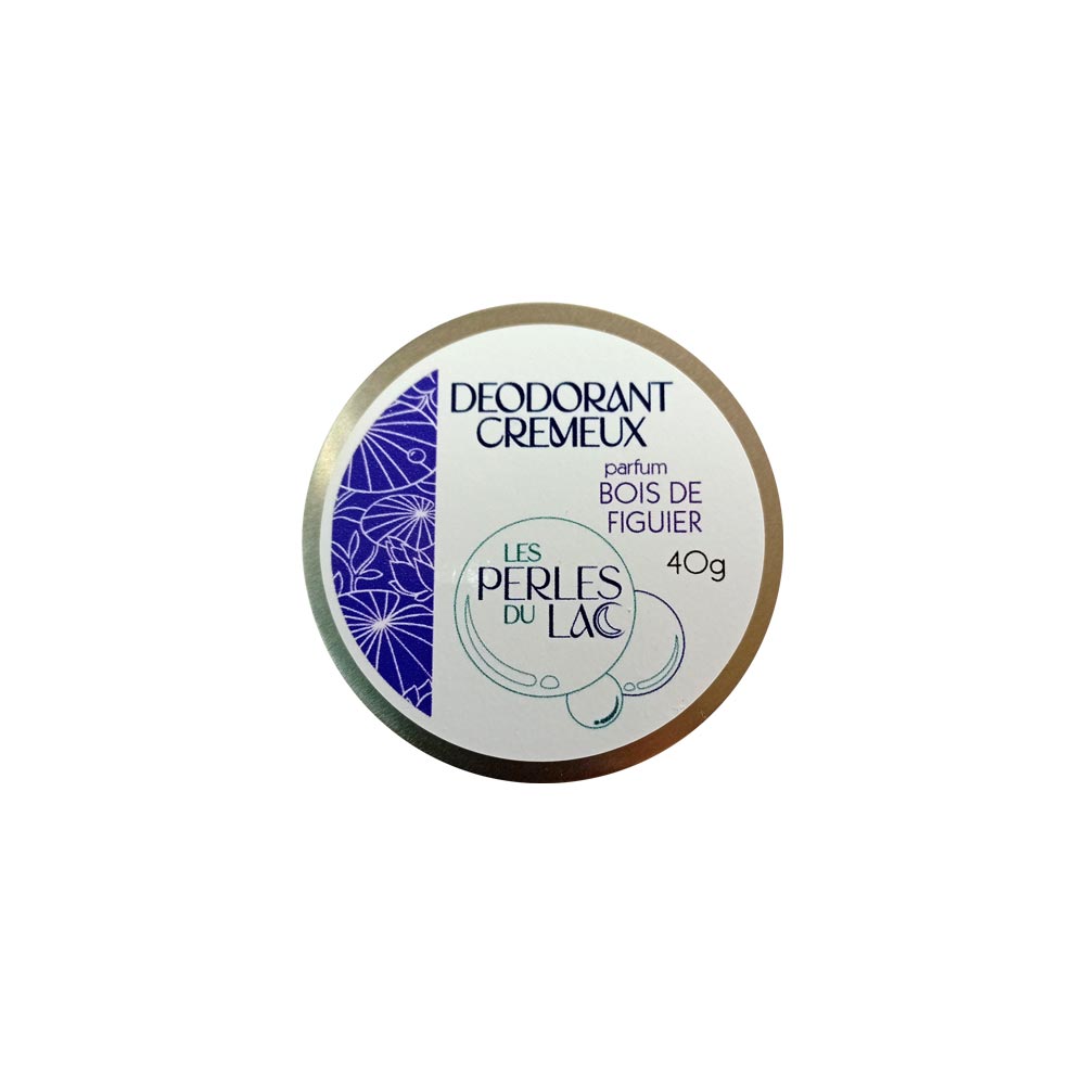 Packaging violet du déodorant crème parfum bois de figuier - Les Perles du Lac